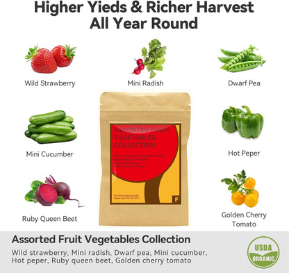 inbloom Fruit Seed Pod Kit for AeroGarden, Ahopegarden, GARDENCUBE, MUFGA, iDoo Hydroponics Growing System, 50-Pods (350+ Seeds Include Strawberry, Tomato, Cucumber, Pea, Ruby Queen Beet)