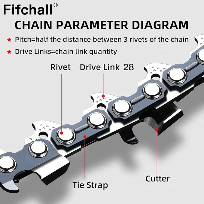 6 Inch Chainsaw Chain 3/8" LP Pitch .043" Gauge 28 Drive Links, 6" Replacement Chains Fit Milwaukee M12, 2527-20, Craftsman CMCCSL621D1, Remington, Kobalt R28-2 Chains