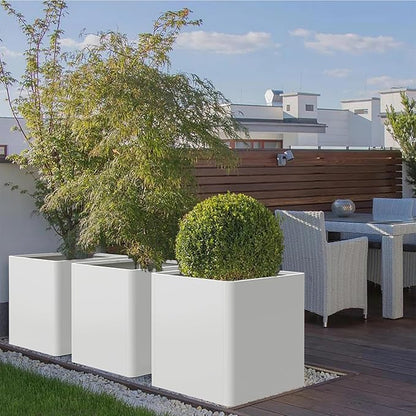 Large Outdoor Square Planter 20" L x 20" W x 21" H,White Square Planters for Indoor and Outdoor All-Weather Use