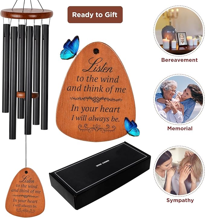 Wind Chimes for Outside Deep Tone Large Aluminium Windchimes Outdoors Patio Decor Memorial Wind Chime for Loss of Loved One Bereavement Memorial Gifts Sympathy Wind Chimes Unisex Gift Garden Decor