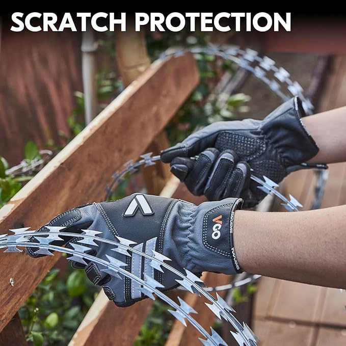 Vgo... Work Gloves for Men,Leather Safety Work Gloves,Scratch protection,Thornproof,Touchscreen(CA7777/CA7780/GA7776/PA7775)