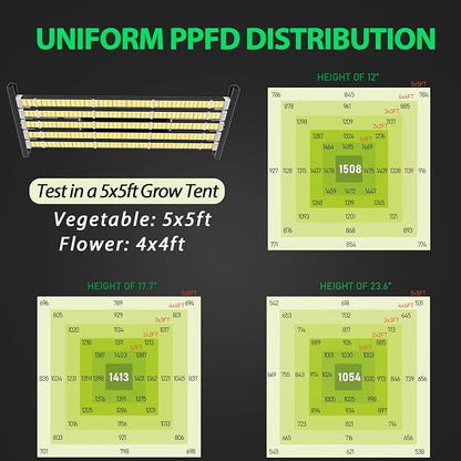 A ANLEOLIFE Stretchable LED Grow Lights with LM301H EVO Diodes 730W Full Spectrum Dimmable Daisy Chain 5x5ft Coverage Bar Style Commercial Growing Lamp for Greenhouses Plants