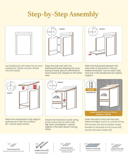 Owl House for Outdoors – Premium Large Cedar Nesting Box – Prebuilt Wooden Birdhouse for Screech Owls – Easy to Hang with Two Hanger Brackets, Mounting Screws & Cedar Shavings