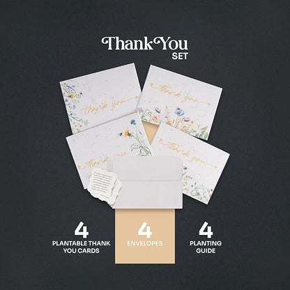 Thank You Set Greeting Card – Plantable Wildflower Seed Paper for Gifts, Special Events Like Mother's Day, and Other Milestone Celebrations