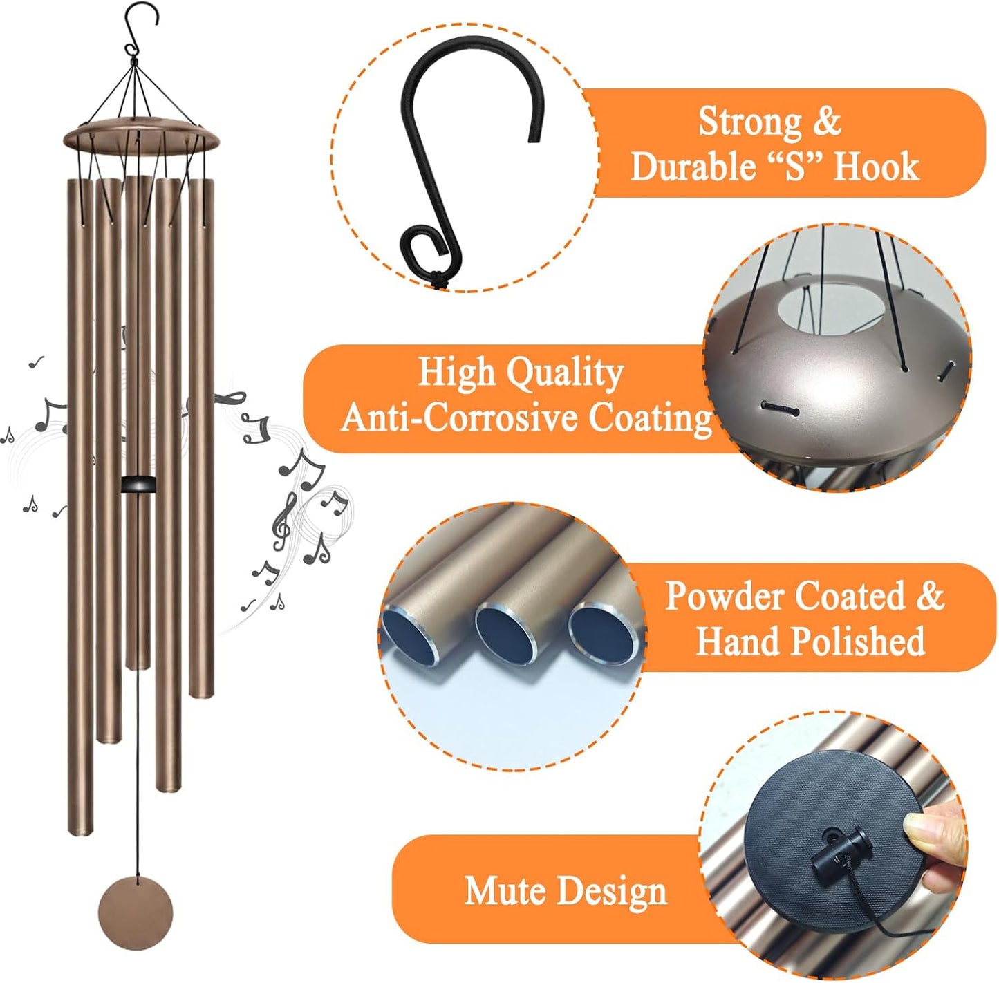 Large Wind Chimes for Outside Deep Tone, 65" Deep Tone Wind Chimes for Outside Porch Garden Patio Balcony Memorial Room Decor, Memorial Sympathy Gift for Loss of Loved One