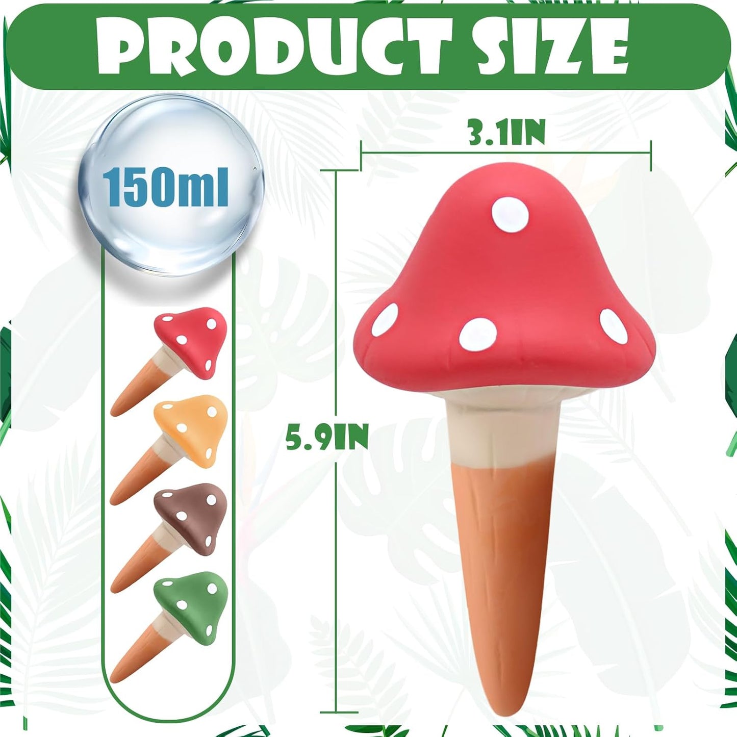 4PCS Terracotta Self Watering Spikes, Mushroom Shaped Self Watering Globes, Slow Release Self Watering Planter Insert, Plant Watering Globes for Indoor and Outdoor Plants