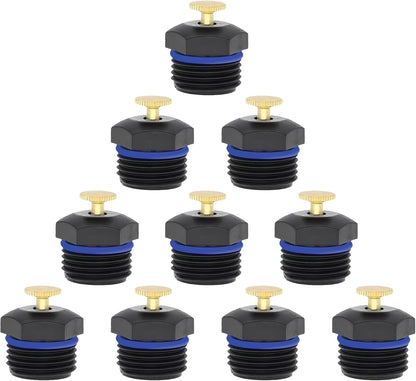 Garden Sprinkler Nozzles - Pack of 10, Durable Plastic 1/2 Inch Adjustable Misting Spray Heads, 360 Degree Full Circle Micro Spray for Lawn & Garden Irrigation (Blue)