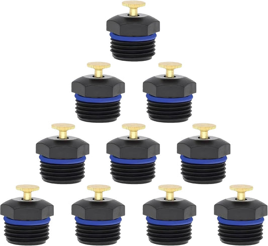 Garden Sprinkler Nozzles - Pack of 10, Durable Plastic 1/2 Inch Adjustable Misting Spray Heads, 360 Degree Full Circle Micro Spray for Lawn & Garden Irrigation (Blue)