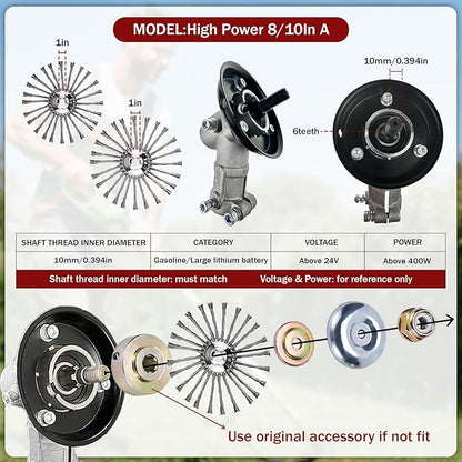 Steel Wire Grass Trimmer Head, Indestructible Weed Eater Head, for High-Power Lithium-Ion and Gasoline Weed Cutters, with Adapter, Wire Weed Trimmer Head for Moss Grass Rust Removal(High Power 8In A)