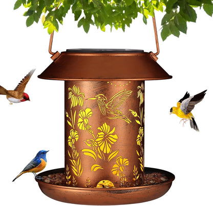 Solar Bird Feeder for Outdoors Hummingbird Solar Lanterns Metal Waterproof Outside Wild Bird Feeders Birthday Gifts for Women Mom Grandma Outdoor Hanging Garden Decor Lights for Yard, Patio