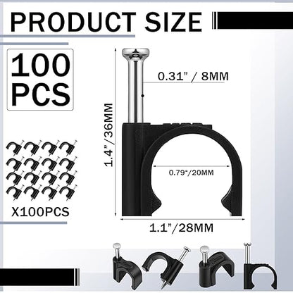 100 Pcs Drip Irrigation 1/2" and 5/8" Tubing Mounting Clips, Firm and Easy to Install, Drip Irrigation Kit Connector, Black