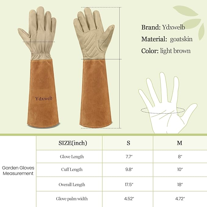 Long Gardening Gloves Women/Men Thorn Proof Rose Pruning Gauntlet Cactus Gloves Goatskin/Cowhide Garden Gloves(1 Pair)