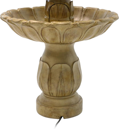 Sunnydaze Classic Tulip 3-Tier Electric Water Fountain - 46-Inch - with Electric Submersible Pump for Patio, Yard or Deck - Garden Stone
