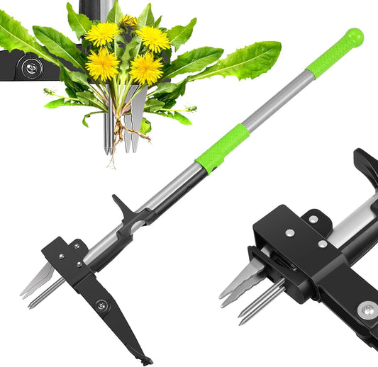 ORIENTOOLS 4 Claws Weed Puller Tool, Stand Up Weed Puller with Long Ergonomic Handle, Weed Puller Tool Stand Up Heavy Duty, Dandelion Picker, Garden Tools for Weeding, Weed Remover Tool for Lawn, Yard