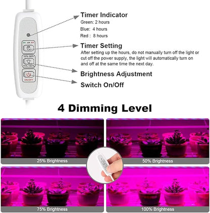 Mosthink LED Grow Light for Indoor Plants, 20W Grow Light Strips with Auto On/Off Timer, 48 LEDs /4 Dimmable Levels, Plant Light Bars for Succulents, Seedlings,Indoor Greenhouse,Plant Shelf