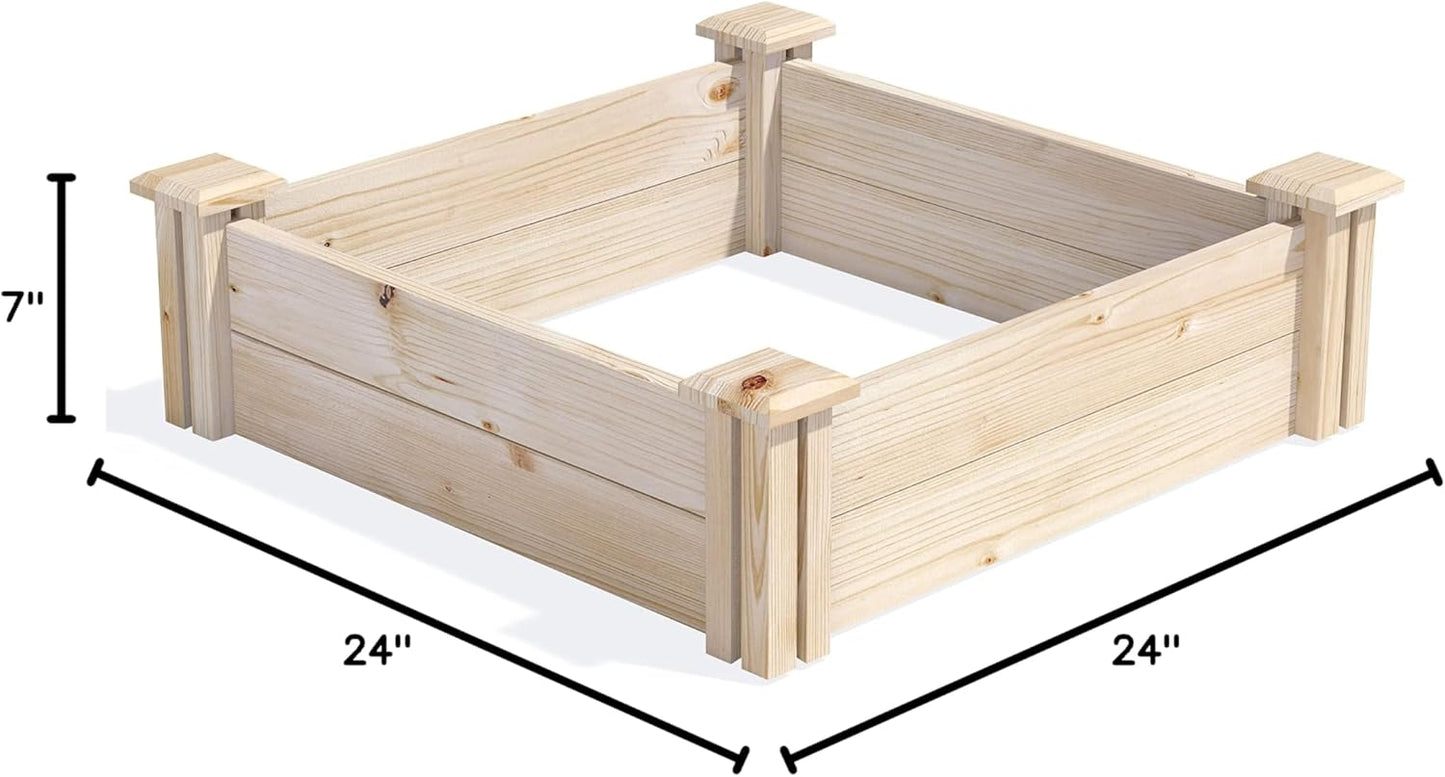 Greenes Fence Original Pine Raised Garden Bed, 2' x 2' x 7" - Made in USA with American Pine