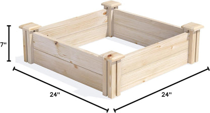 Greenes Fence Original Pine Raised Garden Bed, 2' x 2' x 7" - Made in USA with American Pine