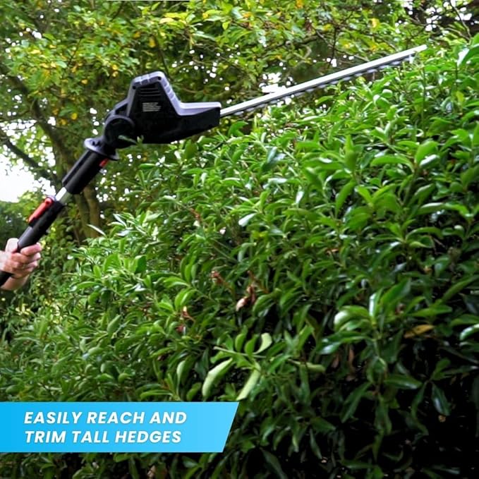 Long Reach 2 in 1 Electric (Corded) Pole Hedge Trimmer & Chainsaw, Telescopic Extension Pole Tool for Garden Pruning and Branch Cutting (Extends to 7 1/2 Feet)