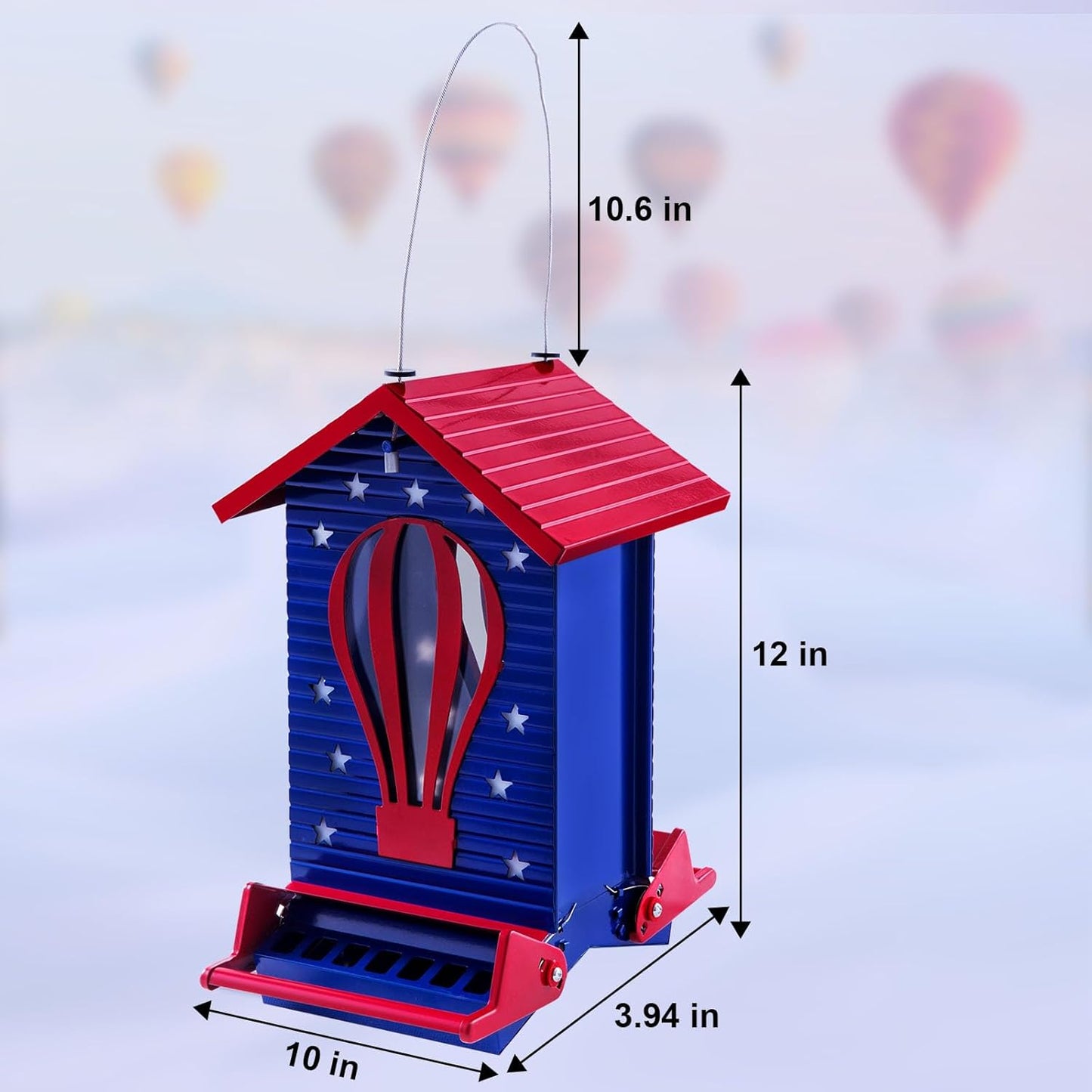 Squirrel Proof Bird Feeder, Metal Bird Seed House Feeders for Outdoors Weight -Activated Protection, Water Proof, 5 lbs Large Capacity Anit Squirrel for Outside Cardinal, Chickadee