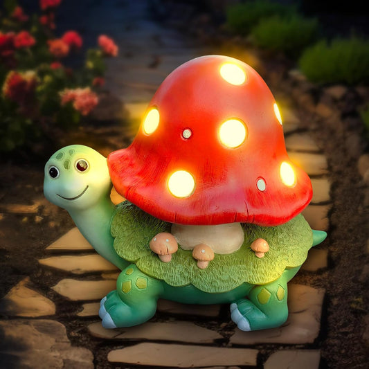Turtle Gifts for Women, Solor Statue for Garden, Turtle and Mushroom Figurine with Lights, Outdoor Decorations for Yard Lawn Patio, Gifts for Mom Grandma Mother in Law Gardener Mother'Day