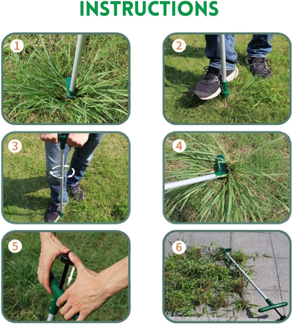 Portable Long Handled Lightweight Claw Weeder Durable Manual Outdoor Stand Up Garden Lawn Weed Puller Root Remover