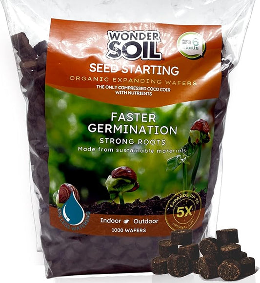 WONDER SOIL | 1000 Organic Seed Starter Pellets | Ready to Plant Seed Starting Soil Loaded with Pre-Mixed Nutrients | Fast Germination | Indoor or Outdoor | 1000 Count