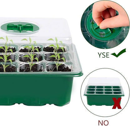 Seed Starter Tray, 6 Set Seedling Kits with Adjustable Humidity Dome, Plant Starter Kit for Seeds Growing Starting (12 Cells per Tray)