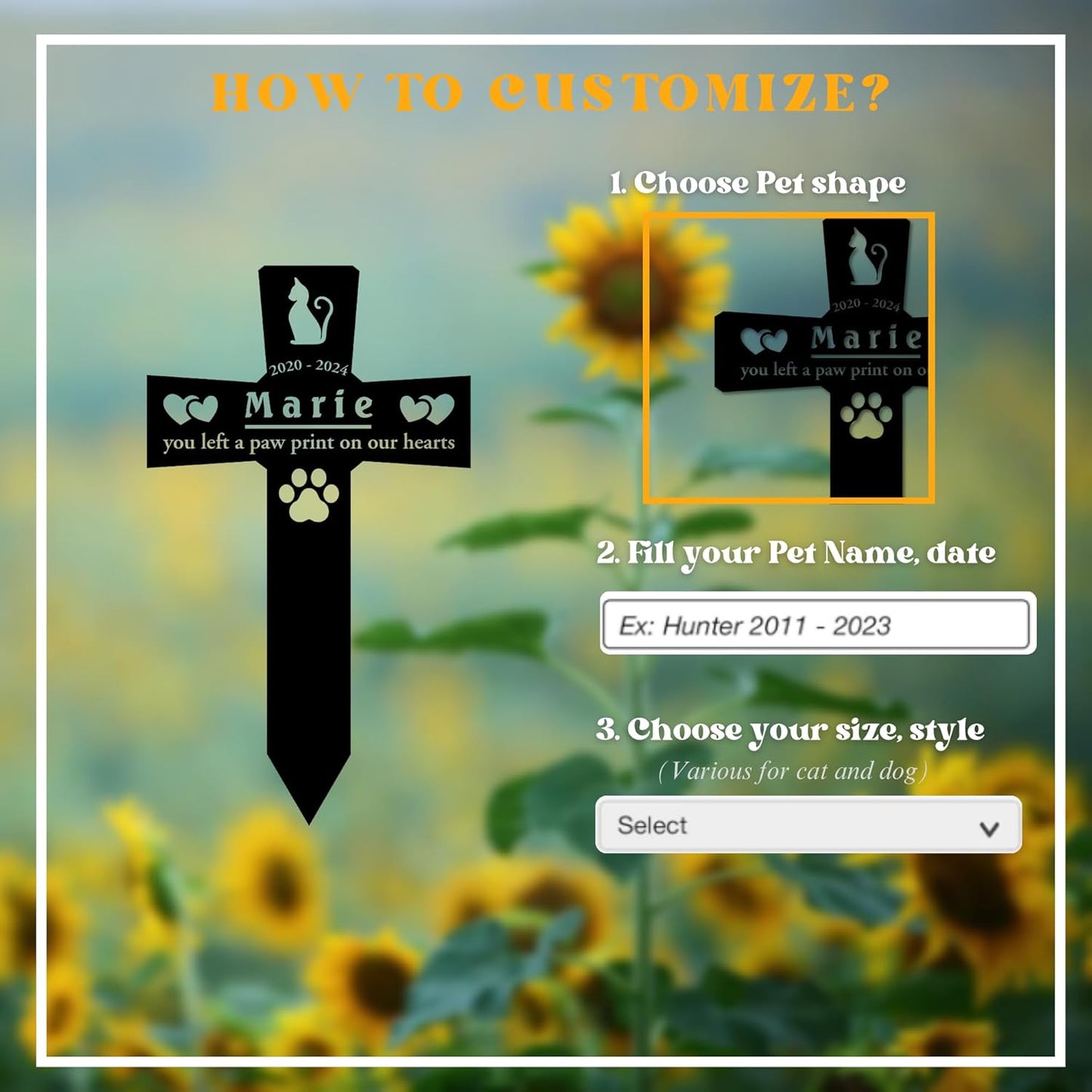 Personalized Dog Grave Marker Outdoor | Engraved Pet Grave Marker with Custom Name and Years, Weatherproof Graves Available in Many Sizes & Colors