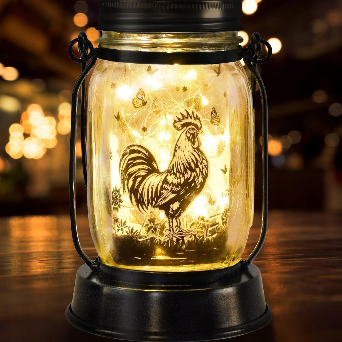 Chicken Gifts for Women/Men Cock Lovers Solar Lantern Mom Birthday, Mothers Day, Christmas Gifts, Solar Garden Decoration Outside for Yard, Patio,Backyard,Porch, Torches
