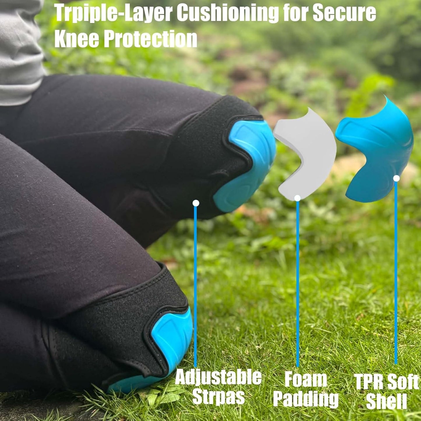 Working Knee Pads for Men & Women, Soft Shell Padded Knee Pad for Gardener Carpenter Construction Worker, Protect Your Knee Safety, Tough & Durable, Perfect for Warehouse Retail Work, Blue XL (1 Pair)