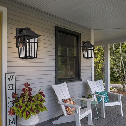 Darkaway 2pcs Outdoor Sconce Lights Wall Light Fixtures, 14inch Large Porch Light Outdoor Wall Anti-Rust Black Aluminum with Glass for Patio Yard Doorway Garage