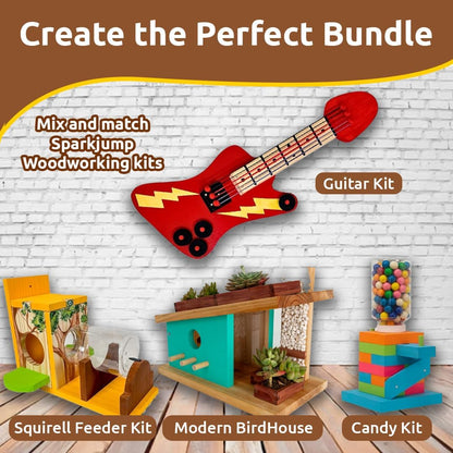 SparkJump Premium Wooden Bird House Kit - Build it Yourself Birdhouse - Birdhouse Kits for Adults to Build - Woodworking Adult Crafts & DIY Bird House