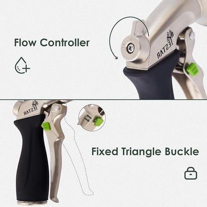 Garden Hose Nozzle,Metal Spray Nozzles with 8 Adjustable Watering Patterns,Heavy Duty Labor-Saving Design Water Hose Nozzle with Flow Control For Outdoors Lawn Watering Car Washing