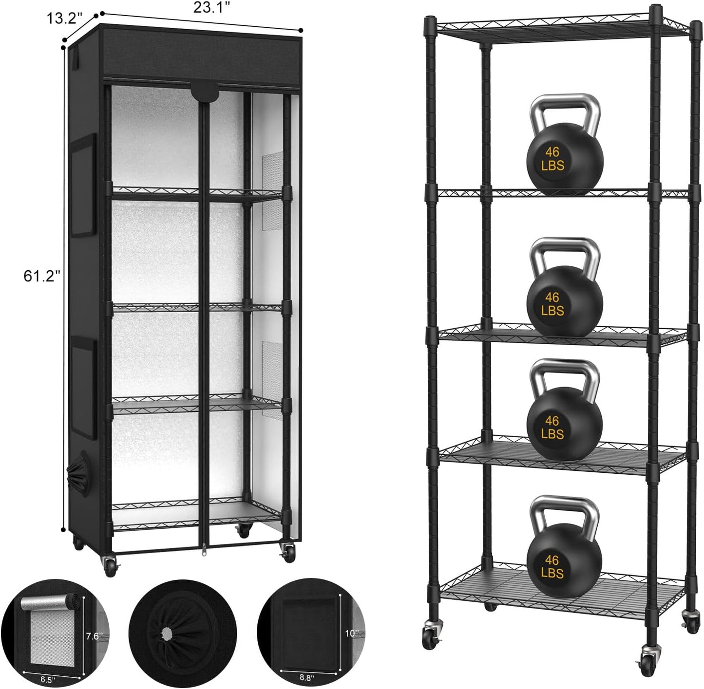 Small Greenhouse for Indoors, 5 Tier 23.1" L×13.2" W×61.2" H mini Greenhouse Outdoor, Indoor Adjustable Shelves