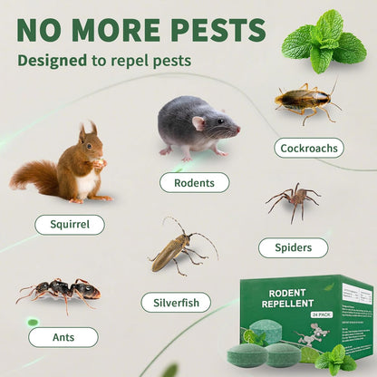 Mouse Rodent Repellent, 24 Pack Peppermint Oil to Repel Mice and Rats– Works for Mice Repellent, Squirrels, Indoor/Outdoor Use, Safe for Homes & Pets