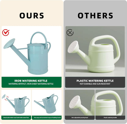 Galvanized Watering Can for Outdoor Indoor Plants, 1.7 Gallon Blue Decorative Countryside Style Water Can with Removable Spout, Metal Watering Can for Indoor Plants and Garden Flower