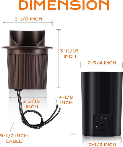 [6 Pack] CLOUDY BAY 9W Well Lights Landscape LED In Ground Outdoor,Shielded Top,Low Voltage 12-24V AC/DC,Waterproof Aluminum Uplights,2700K/3000K/3500K/4000K/5000K,Bronze