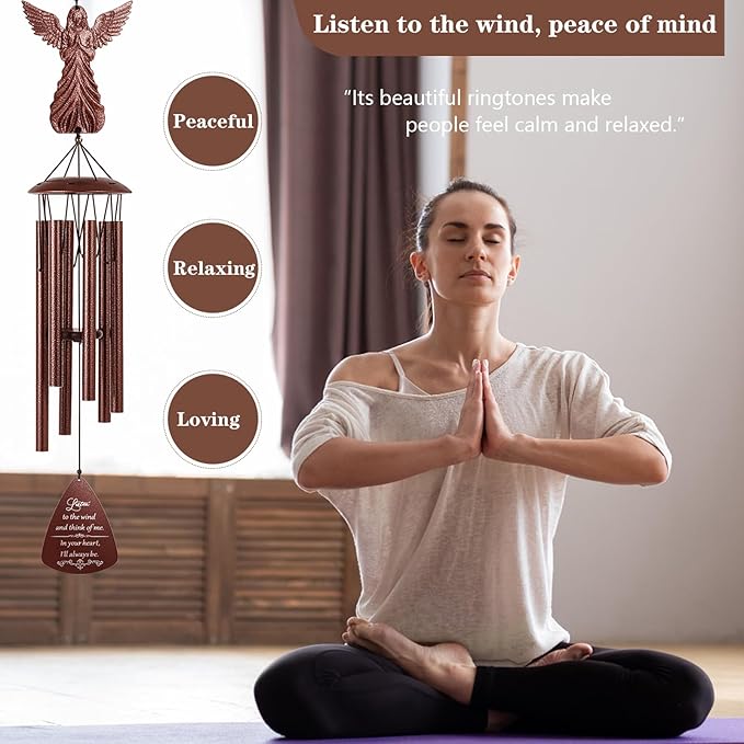 Angel Memorial Wind Chime, Memorial Sympathy Gifts for Loss of Love One, Bereavement Condolence Remembrance Gift for Loss of Mom Dad