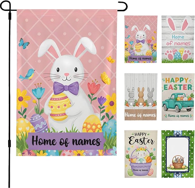 Custom Easter Garden Flag for Outdoor Personalized Easter Yard Flags Decor Customized Flag Add Your Own Picture/Text House Lawn Banner Double Sided Home Wall Decoration 12.5x18 28x40
