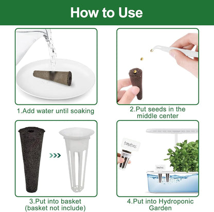 61 Pack Grow Sponges, Replacement Root Growth Sponges Seed Pods Compatible with AeroGarden, Compatible with Hydroponics Growing System Kit, Includes 10 Plant Labels and 1 Tweezers