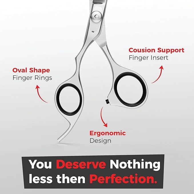 Suvorna Left Handed Hair Scissors Professional for Barbers and Hairdressers - Barber Scissors to Cut Hair - 6" Hair Cutting Scissors - Stainless Steel Hair Shears for Women, Men and Adults
