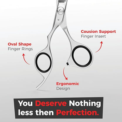 Suvorna Left Handed Hair Scissors Professional for Barbers and Hairdressers - Barber Scissors to Cut Hair - 6" Hair Cutting Scissors - Stainless Steel Hair Shears for Women, Men and Adults