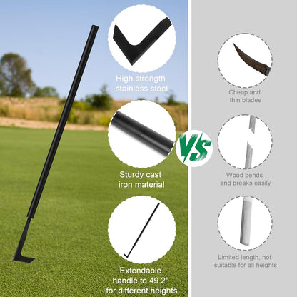 49.2” Long Handle Crack Weeder, 3 Adjustable Length Crevice Weeding Tool Manual Weeder Puller for Sidewalk, Paver, Wall Gaps, Lawn Yard Gardening Tool (Black)