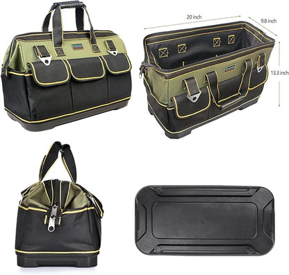 Tool Bag, Ounic 20 Inch Large Tool Bag Heavy Duty With Wide Mouth and Waterproof Strong Molded Base, Heavy Duty Tool Bags Organizer with Adjustable Shoulder Strap Specially Designed for Various Tools