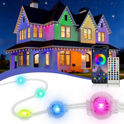 XINKAITE 50ft Permanent Outdoor Lights for House, 2025 Eave Lighting with App/Remote Control, IP67 Waterproof smartlight for Christmas, Halloween, Holiday, Party, Daily