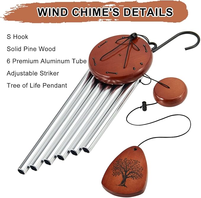 Wind Chimes for Outside, 32" Memorial Wind Chimes for Loss of Loved One Mother Father, Memorial Sympathy Gift Outdoor Garden Patio Decor, Bereavement Gift for Loss of Mom Dad (Classic Silver)