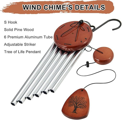 Wind Chimes for Outside, 32" Memorial Wind Chimes for Loss of Loved One Mother Father, Memorial Sympathy Gift Outdoor Garden Patio Decor, Bereavement Gift for Loss of Mom Dad (Classic Silver)