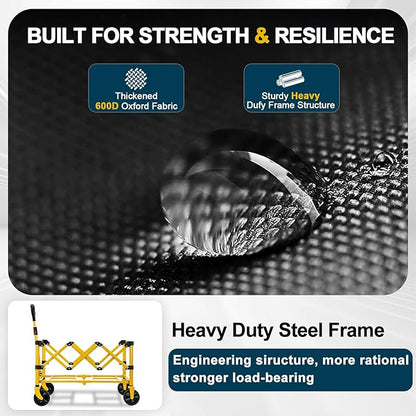 Collapsible Wagon Cart with Wheels Foldable, Folding Wagons Carts with Silent Universal Wheels, Large Grocery Cart On Wheels, Heavy Duty Utility Wagon for Shopping Beach Sports Fishing Camping, Green