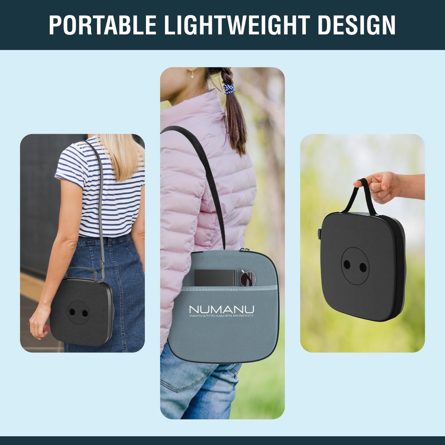 NUMANU 2025 Upgraded Collapsible Stool & 3IN1 Cushioned Carry Bag, 2.5"-18" Height Adjustable Max 620lbs, Portable Retractable Telescoping Seat, Foldable Camping Stool or Footrest for Adults (Square)