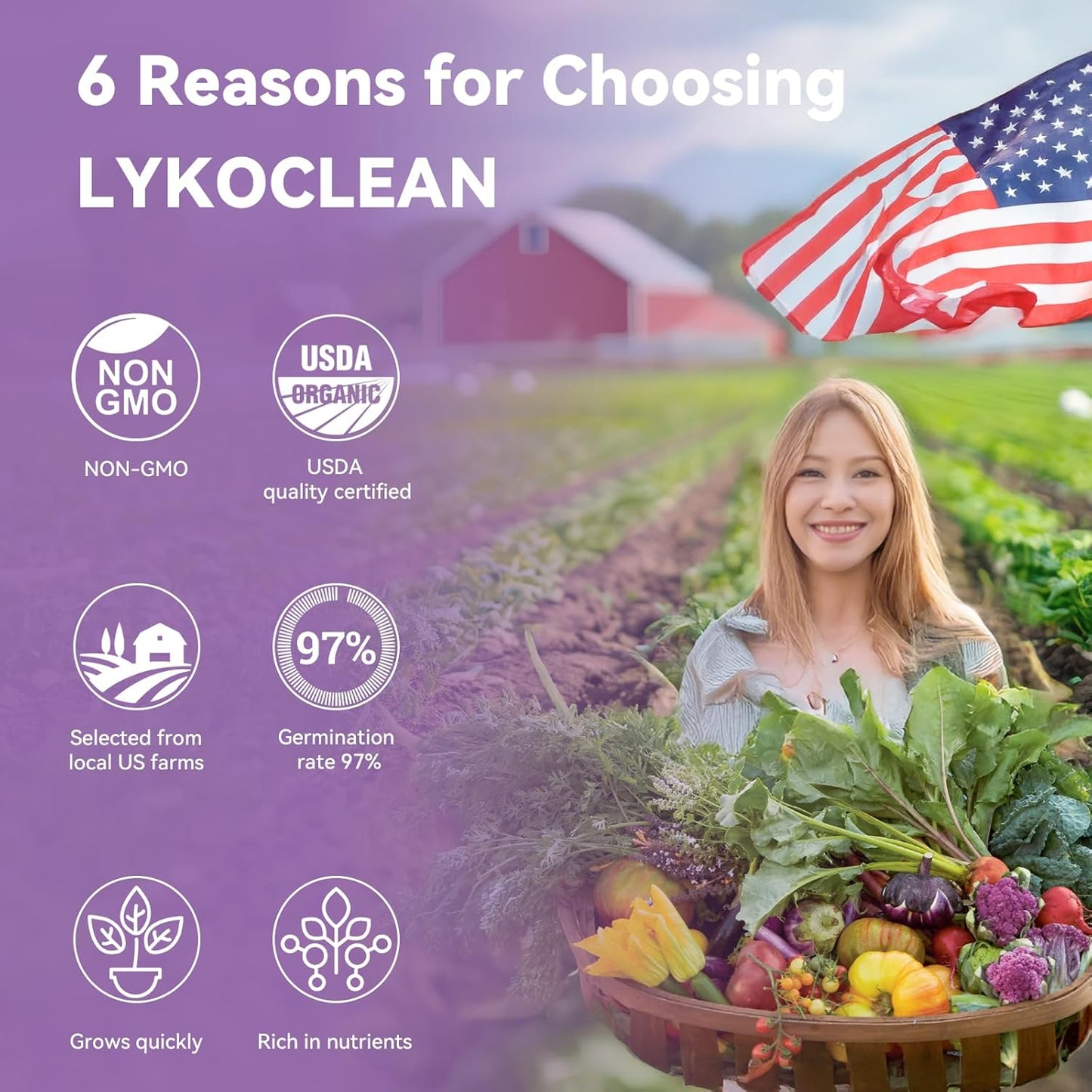 LYKOCLEAN Red Romaine Lettuce Seed Pods for AeroGarden, Ahopegarden, iDOO Hydroponics Growing System Indoor Herb Garden, 400+ Seeds(7-Pods)